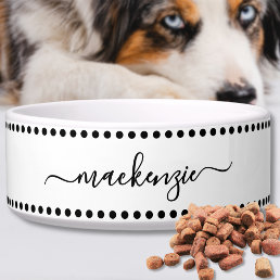 Black White Name Pet Bowl