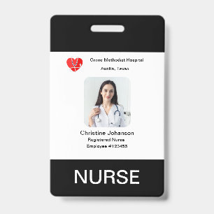 Black & White Name, Photo, info, logo, barcode Badge