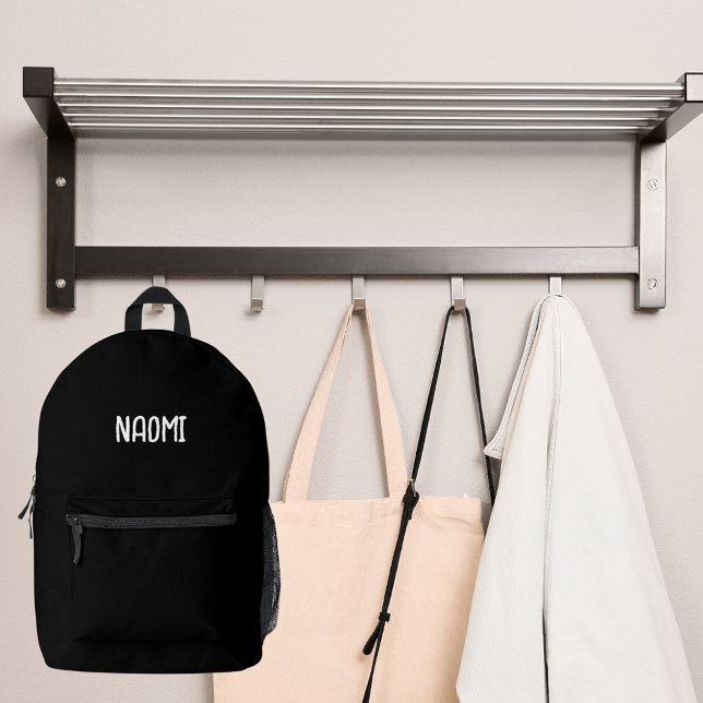 Black white name printed backpack (Creator Uploaded)