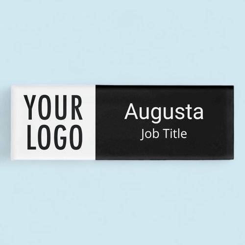 Black  White Name Tag Custom Logo Magnetic Modern