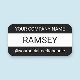 Black & White Nametag Magnetic Professional Name Tag