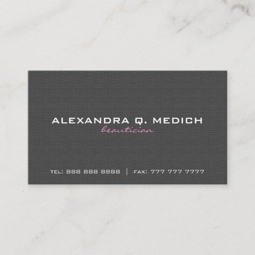 Black  White Natural Linen Burlap Texture Business Card