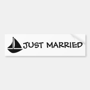 Black & White Nautical Just Married Bumper Sticker