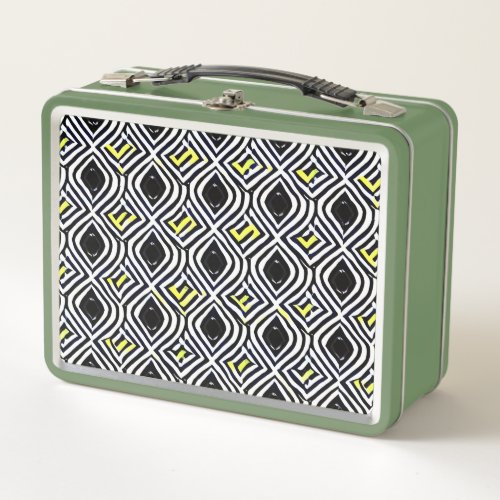 black white navy blue aero bright yellow metal lunch box