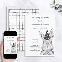 Black & White Neutral Some Bunny is Two Birthday
