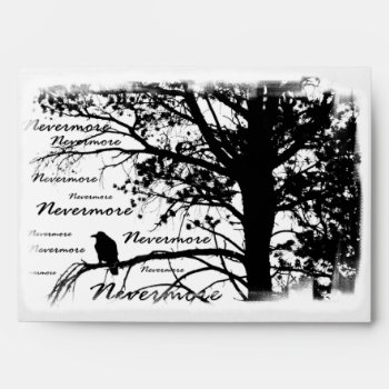 Black & White Nevermore Raven Silhouette Envelope by VoXeeD at Zazzle