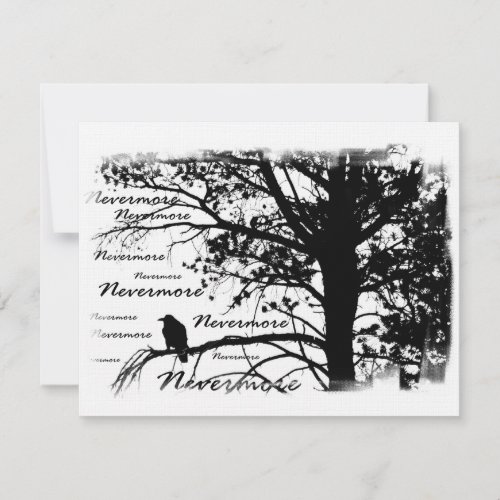 Black  White Nevermore Raven Silhouette Invitation