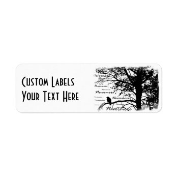 Black & White Nevermore Raven Silhouette Label by VoXeeD at Zazzle