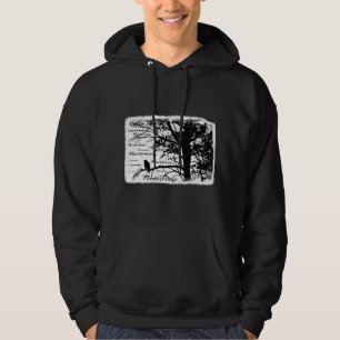 Black & White Nevermore Raven Silhouette Tree Hoodie