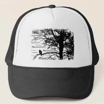 Black & White Nevermore Silhouette Raven Trucker Hat by VoXeeD at Zazzle