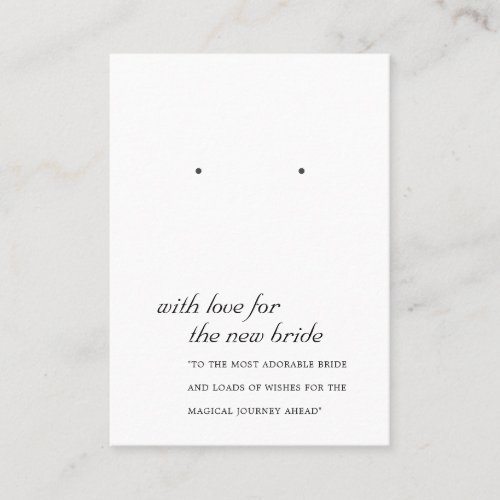 BLACK WHITE NEW BRIDE GIFT EARRING DISPLAY CARD