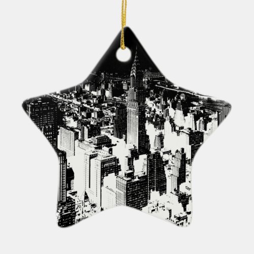 Black  White New York Ceramic Ornament