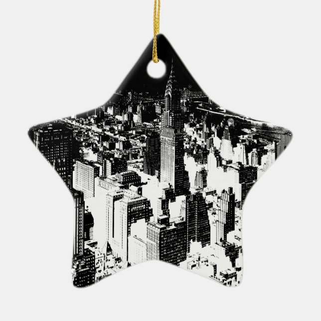 Black & White New York Ceramic Ornament (Front)