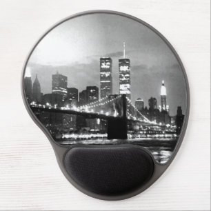 Black & White New York City at Night Gel Mouse Pad