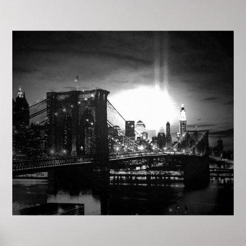 Black  White New York City Brooklyn Bridge Poster