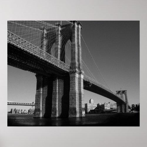 Black  White New York City Brooklyn Bridge Poster