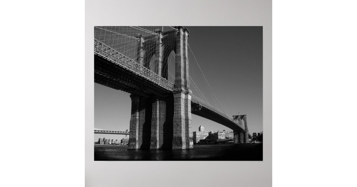 Black & White New York City Brooklyn Bridge Poster | Zazzle