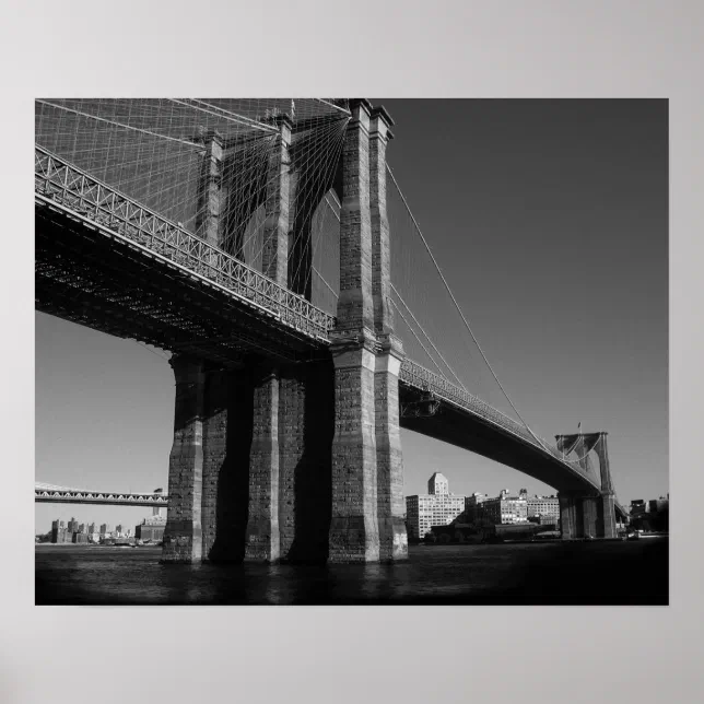 Black & White New York City Brooklyn Bridge Poster | Zazzle