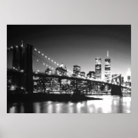 Black White New York City Brooklyn Bridge Poster