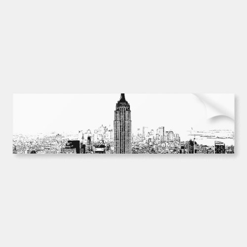 Black  White New York City Bumper Sticker