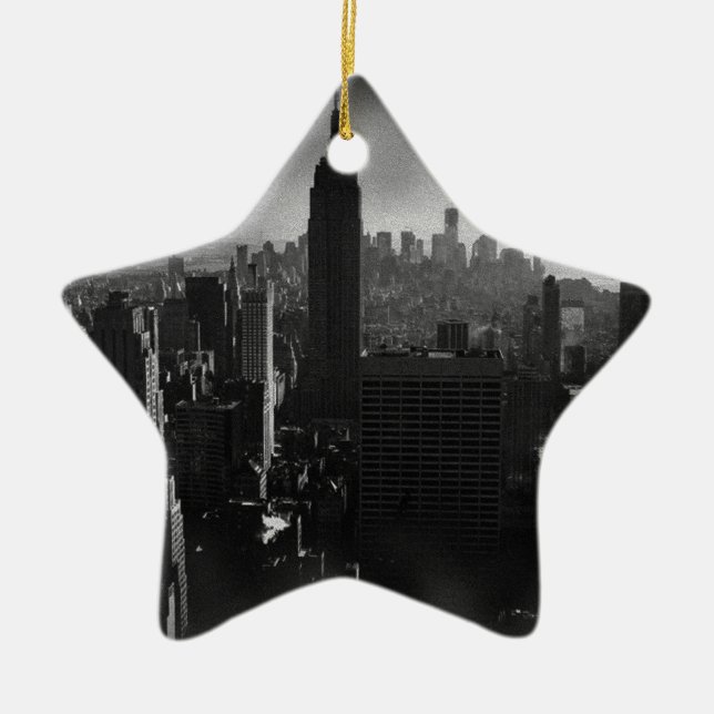 Black & White New York City Ceramic Ornament (Front)