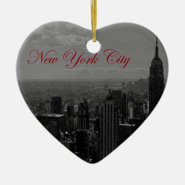Black White New York City Ceramic Ornament (Front)