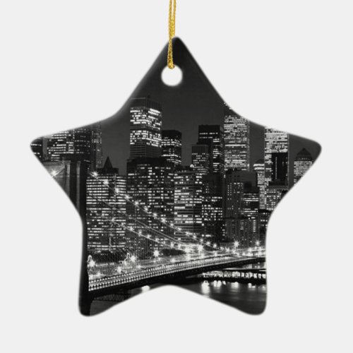 Black  White New York City Ceramic Ornament