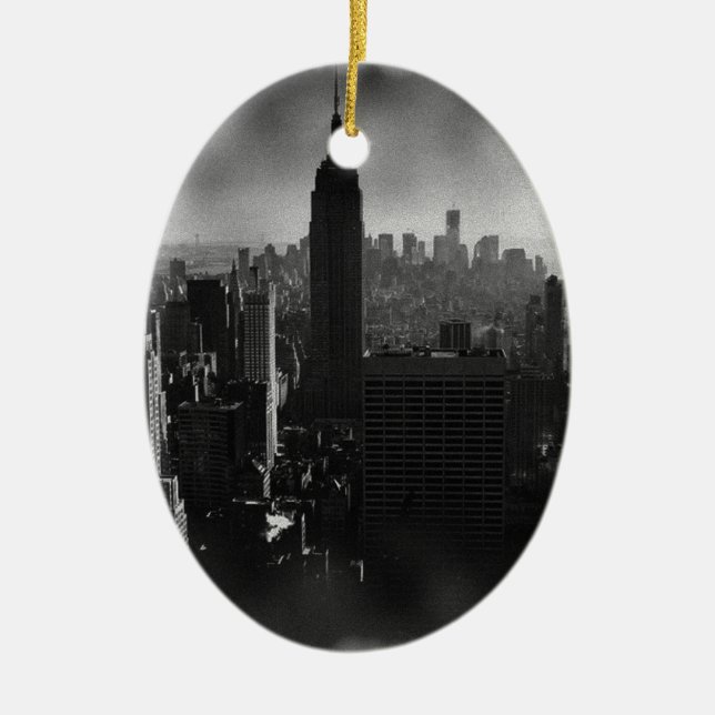Black & White New York City Ceramic Ornament (Front)