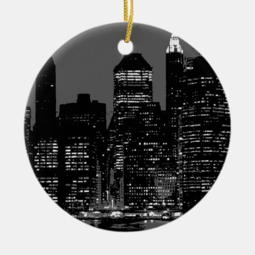 Black  White New York City Ceramic Ornament