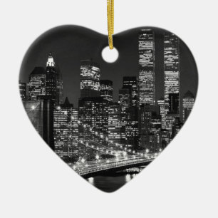 Black & White New York City Ceramic Ornament