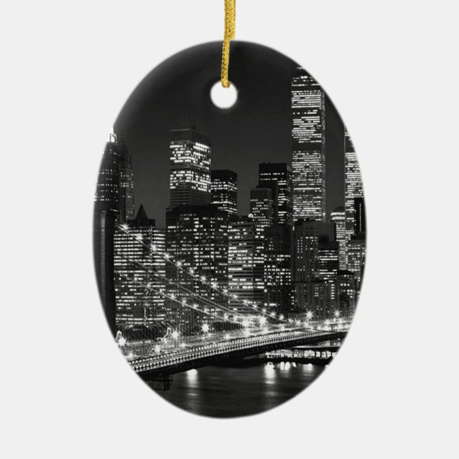 Black & White New York City Ceramic Ornament (Front)