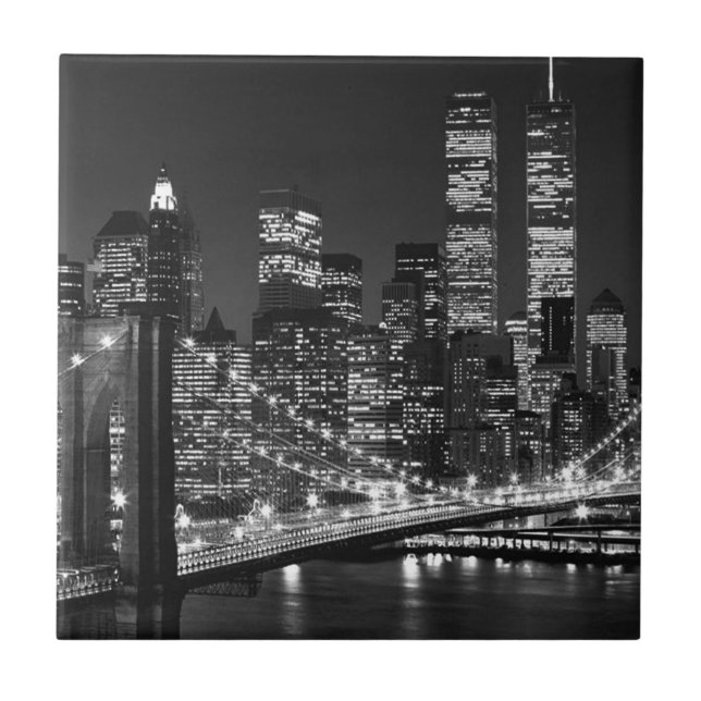 Black & White New York City Ceramic Tile (Front)