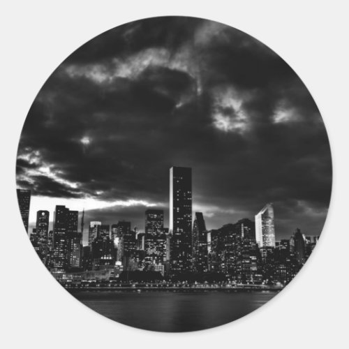 Black  White New York City Classic Round Sticker