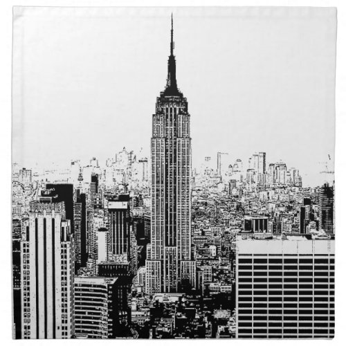 Black  White New York City Cloth Napkin