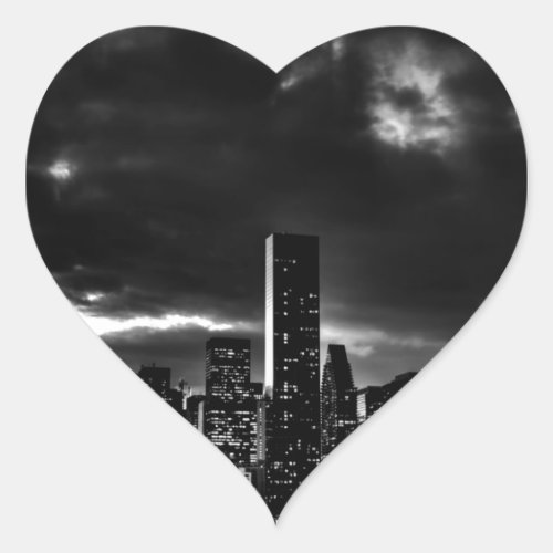 Black  White New York City Heart Sticker