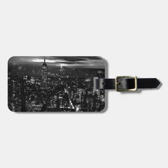 Black & White New York City Luggage Tag (Front Horizontal)