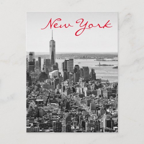 Black White New York City Manhattan Postcard