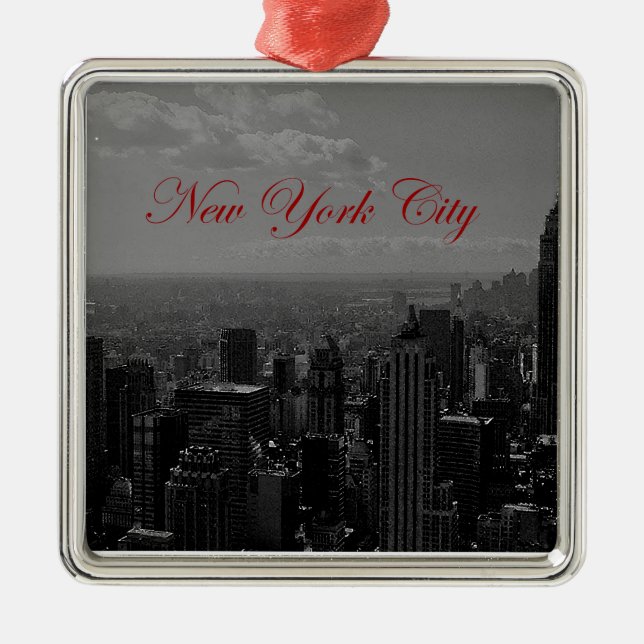 Black White New York City Metal Ornament (Front)