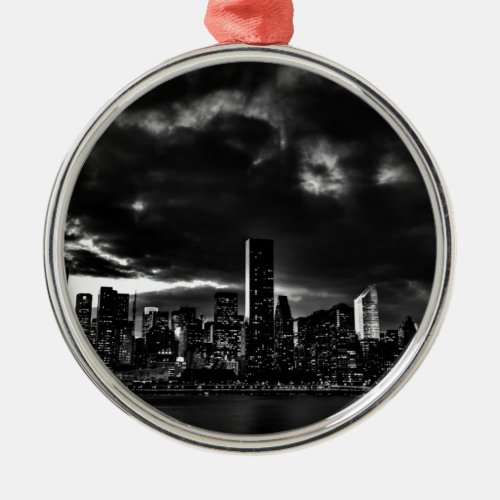 Black  White New York City Metal Ornament