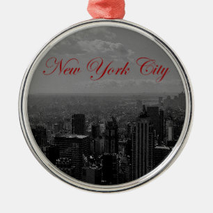 Black White New York City Metal Ornament