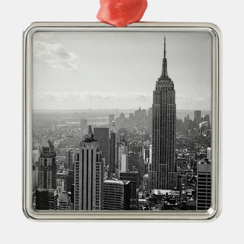 Black  White New York City Metal Ornament