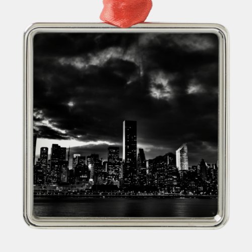 Black  White New York City Metal Ornament