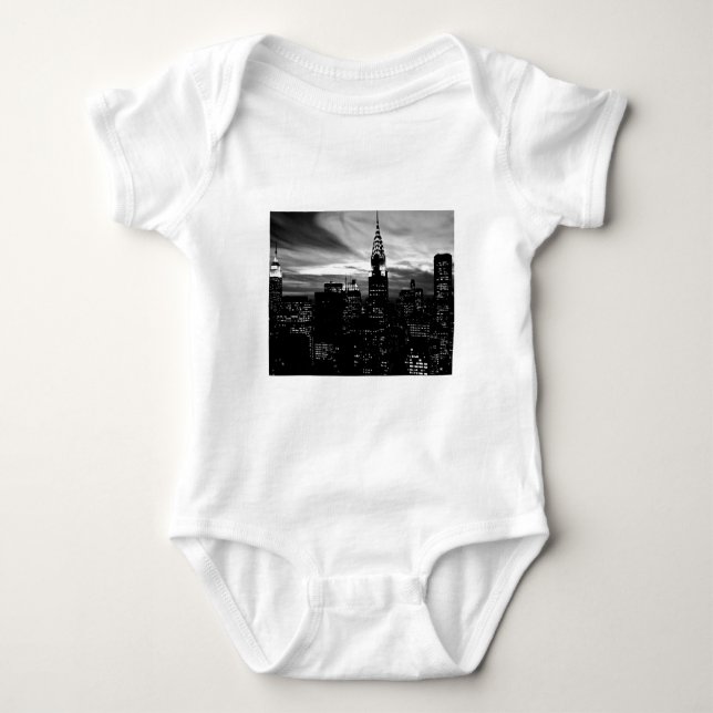 Black & White New York City Midtown Baby Bodysuit (Front)