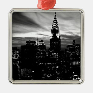 Black & White New York City Midtown Metal Ornament