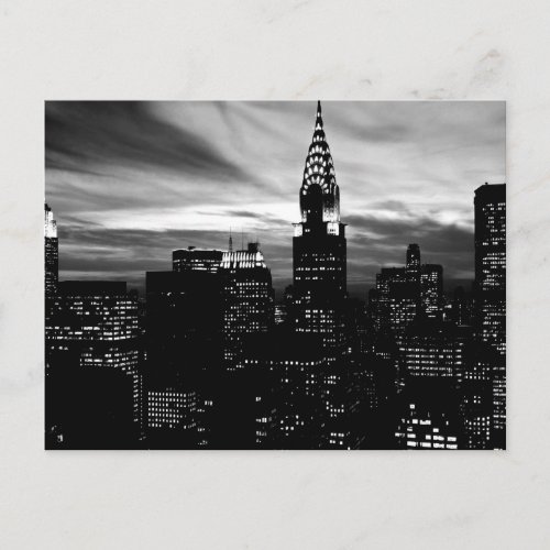 Black  White New York City Midtown Postcard