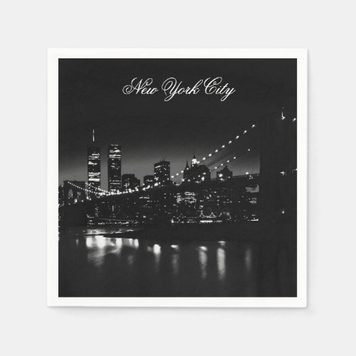 Black  White New York City Napkins