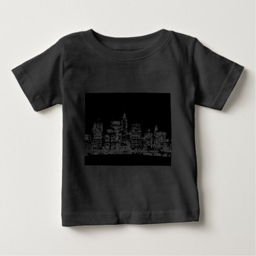 Black  White New York City Night Baby T_Shirt