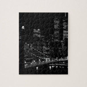 Black & White New York City Night Jigsaw Puzzle