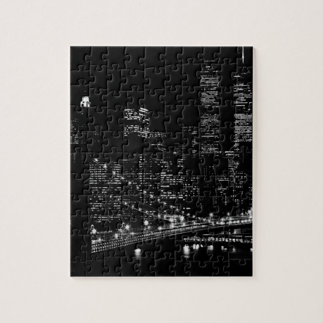 Black & White New York City Night Jigsaw Puzzle (Vertical)