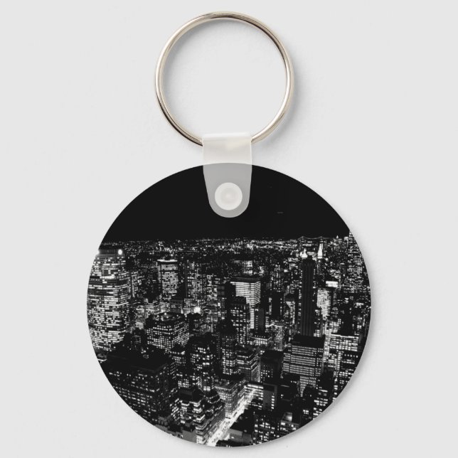 Black & White New York City Night Keychain (Front)